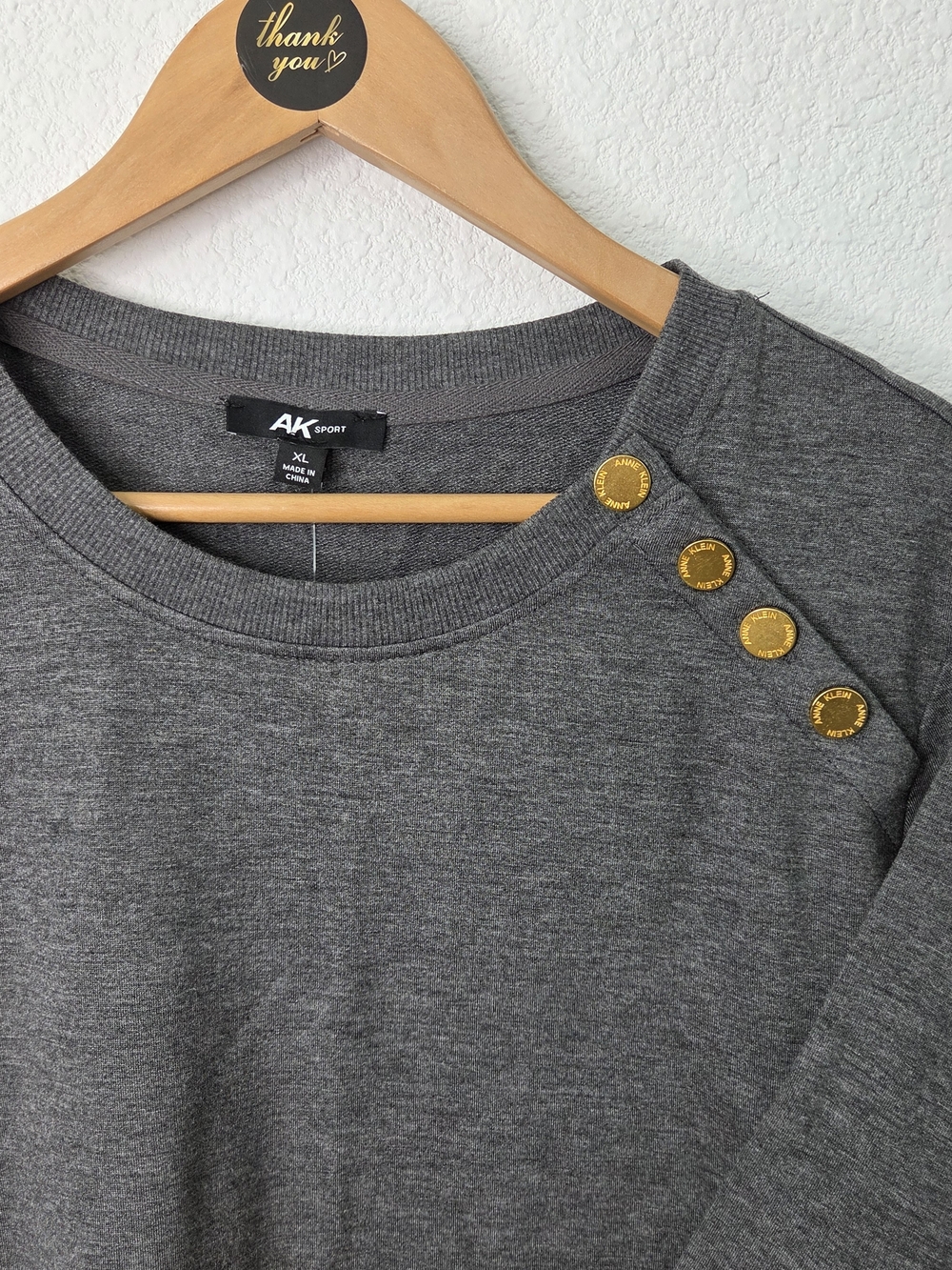 Anne Klein Women's Gray Button-Shoulder Sweater, Size XL, NWT!